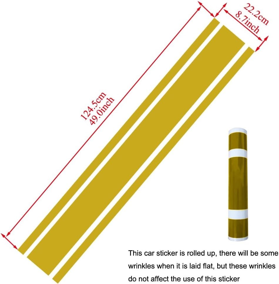 Gold 49×8.7 in Car Racing Stripes Vinyl Decal Waterproof