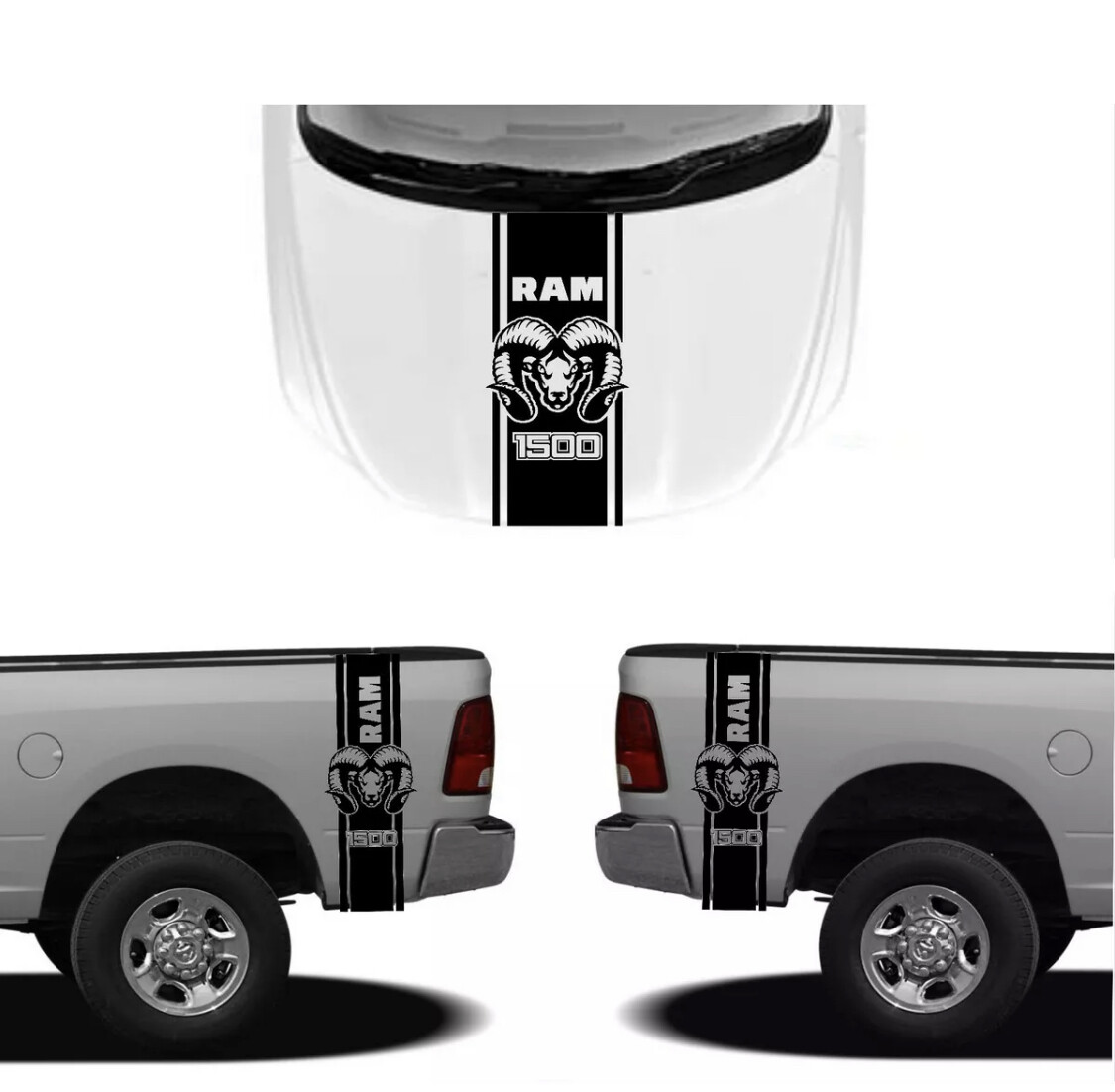 1pcs Hood Decal Stripes side bed graphics vinyl sticker fit Compatible 1500