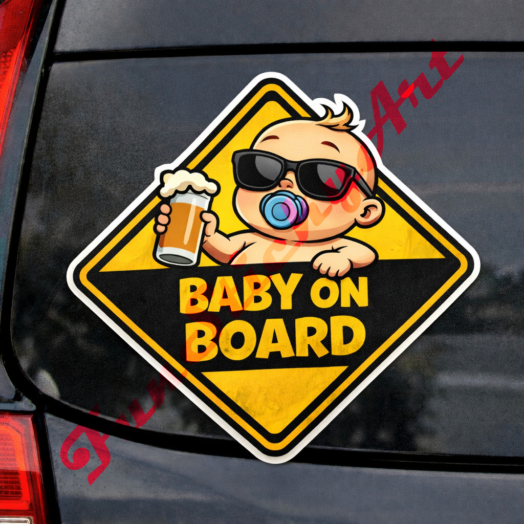 BABY ON BOARD Car 4″ Funny Sticker Weatherproof Vinyl High Quality UV Resistant