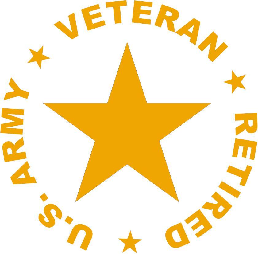 U. S. Army Vet Retired With Stars 3 Mil Vinyl Sticker for Car or Truck Window