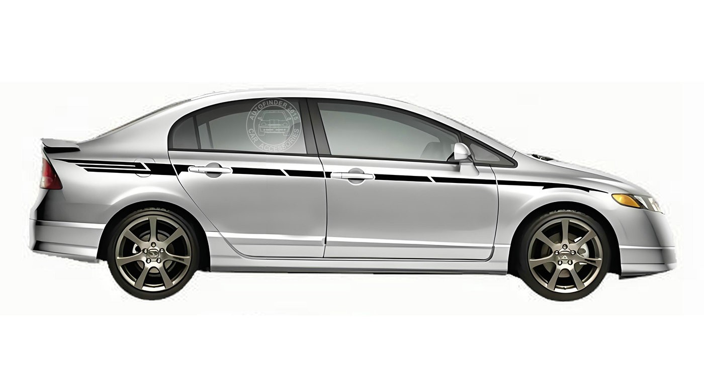 2 PCS Graphics Waist Line Stripe Car Sticker For Honda Civic Side Door Decals