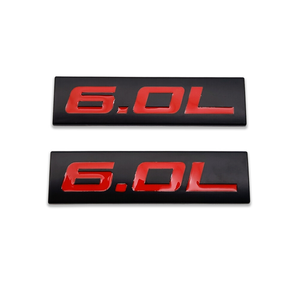 2x Black&Red 1.5-7.3L Emblem Logo Side Badge Metal Sticker V6 Sport Turbo