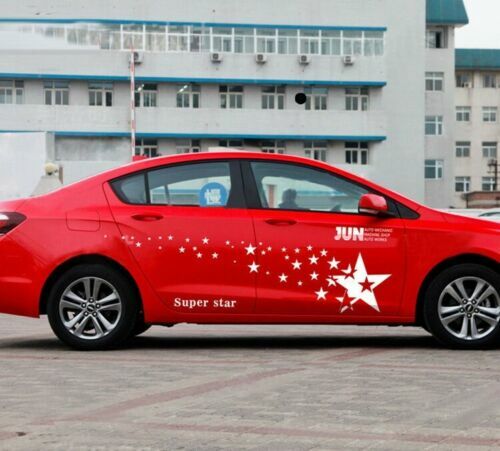 2pc Car Side Door Fender Skirt Star Stripes Racing Vinyl Decal Stickers Graphic