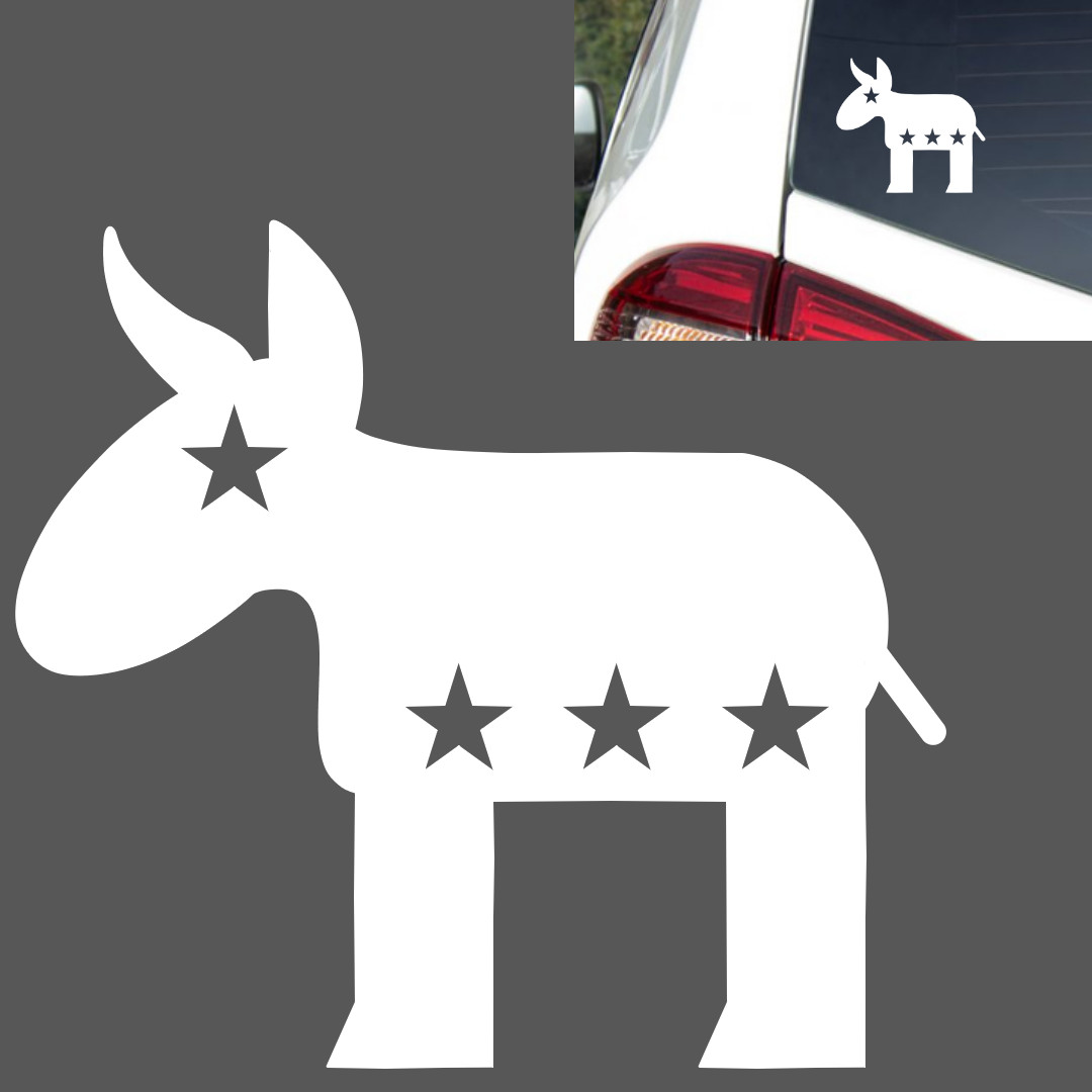 2) PRO Democrat Donkey Logo 4″x3.75″ Sticker Die Cut Vinyl Pro Liberal Car Truck