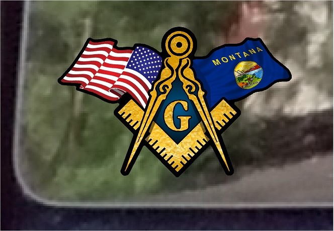 ProSticker 061 (One) 3″ x 5″ American Montana Flags Masonic Decal Sticker USA