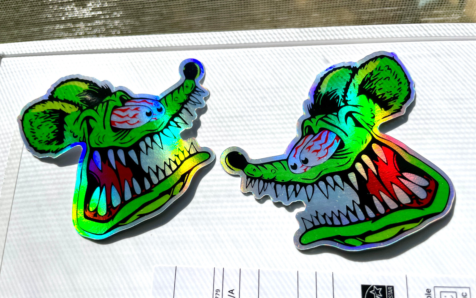 Rat Fink Hot Rod 3 inch holographic Premium decal Sticker 2-Pack Car Window