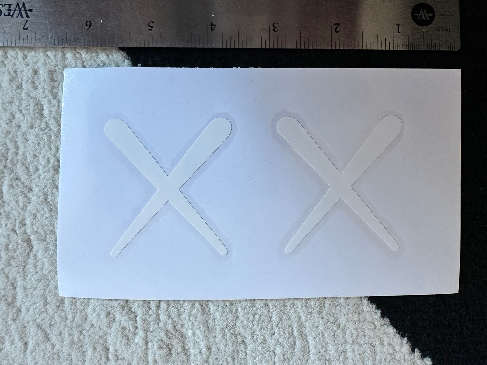KAWS Figure Box Logo Laptop Car Window White Decal Vinyl Sticker 6×3 Inches
