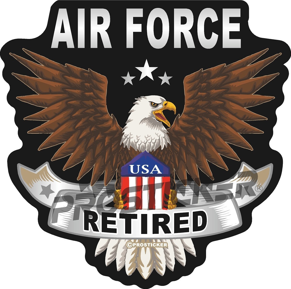 Air Force Retired Decal USA Flag Eagle Military 4″ ProSticker 253