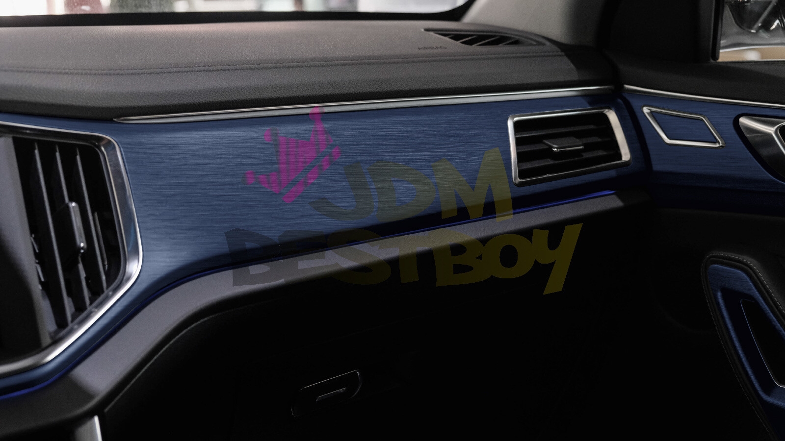 Premium Navy Blue Brushed Aluminum Steel Vinyl Wrap Sticker Decal Air Release