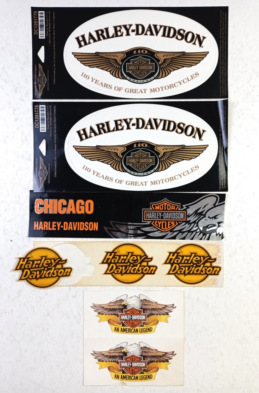 Harley-Davidson 8 Sticker Bundle. American Legend Chicago 110 Years Anniversary