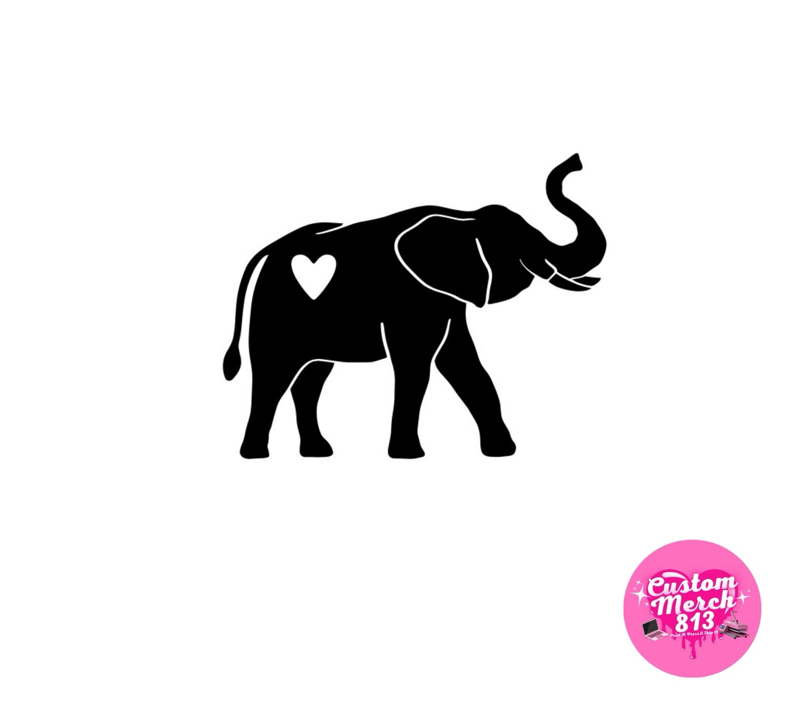 Elephant Decal Heart Vinyl Car Motorcycle Laptop 4inx3in