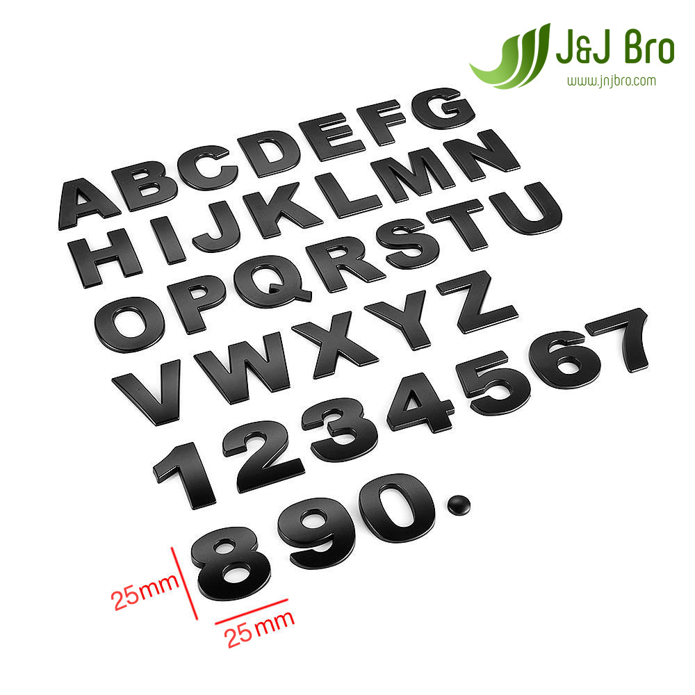 J&J Bro™ Metal Chrome Car Sticker Letter Alphabet Number Emblem 25MM Small Size