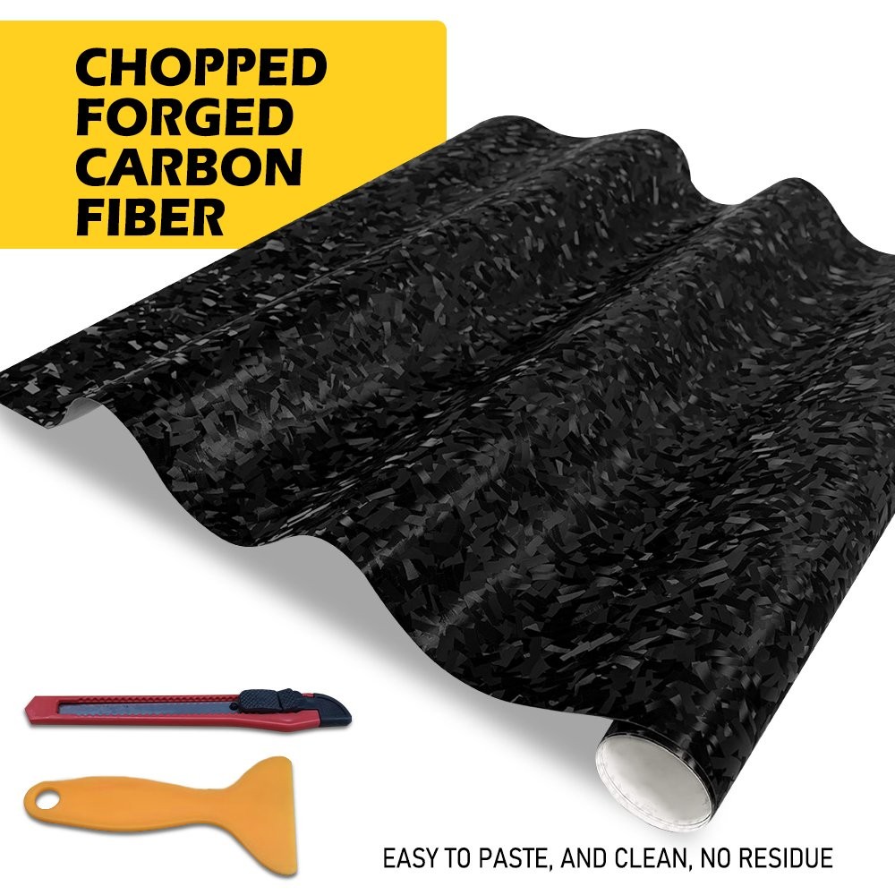 Black Forged Carbon Vinyl Fiber Wrap Roll Car Interior Wrap Stickers 59INx11.8IN