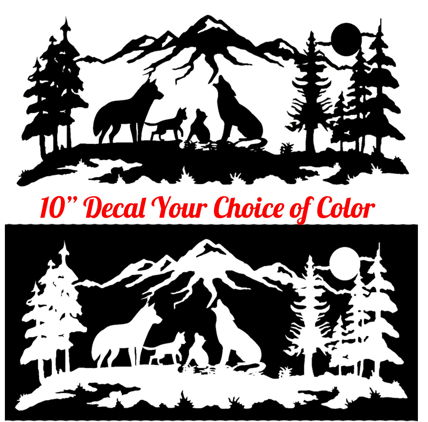 Wolf Family Wildlife Scene 10″ Outdoor Vinyl Decal Car Truck Windows Van Trailer