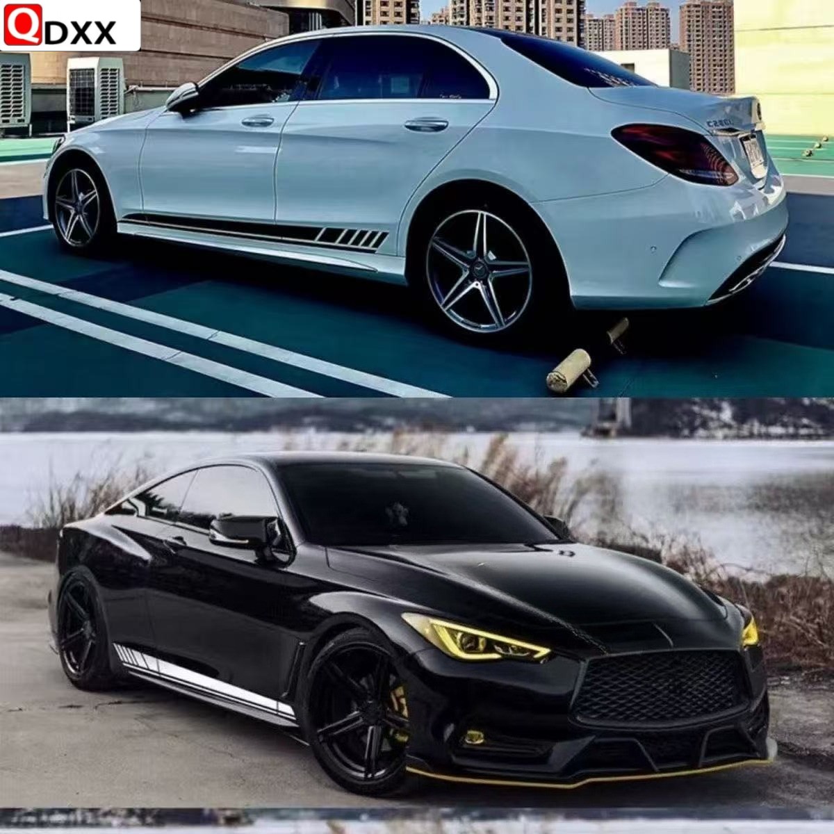 1set Car Skirt Stripes Decal Kit For Mercedes Benz GLE GLK ML