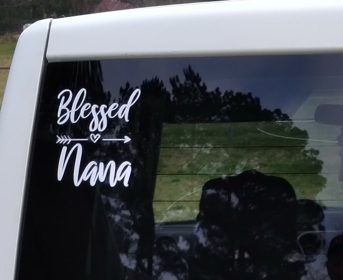 Nana Blessed Nana vinyl car/window decal Sticker 4.5×5 USA Wht Religious Jesus
