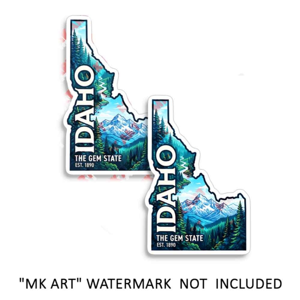 Idaho State Shape River Landscape Vinyl Decal Sticker 2 Pack