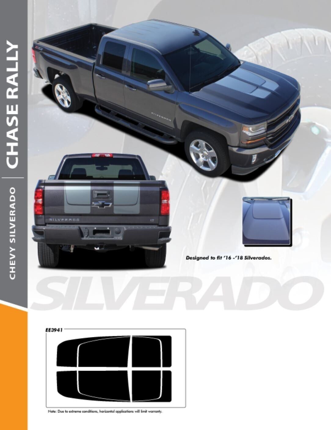 CHASE RALLY | 2016-2018 Chevy Silverado Racing Stripes Decals Kit 3M