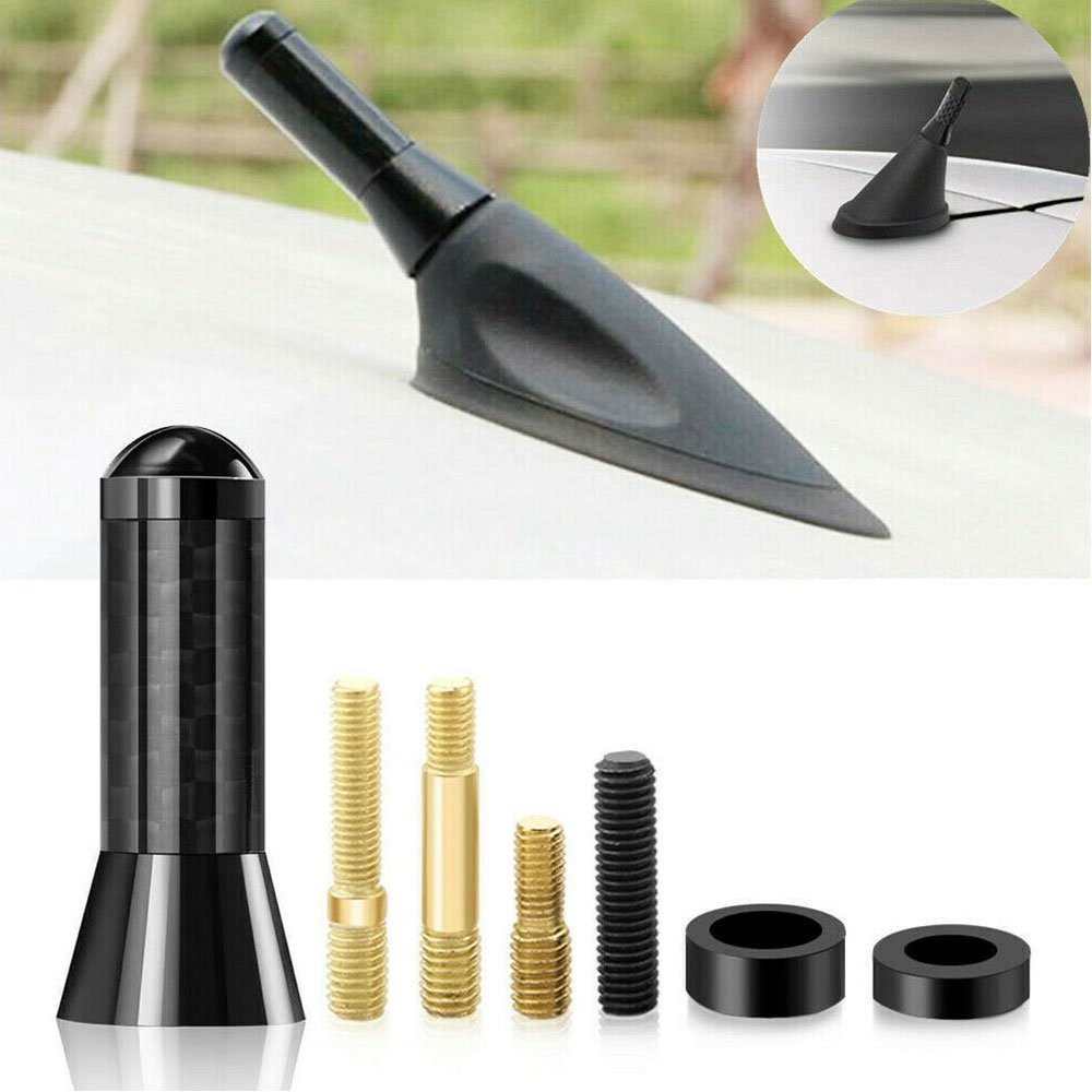 UNIVERSAL BLACK CARBON BEE STING SHORT STUBBY CAR MAST AERIAL ANTENNA ARI Y