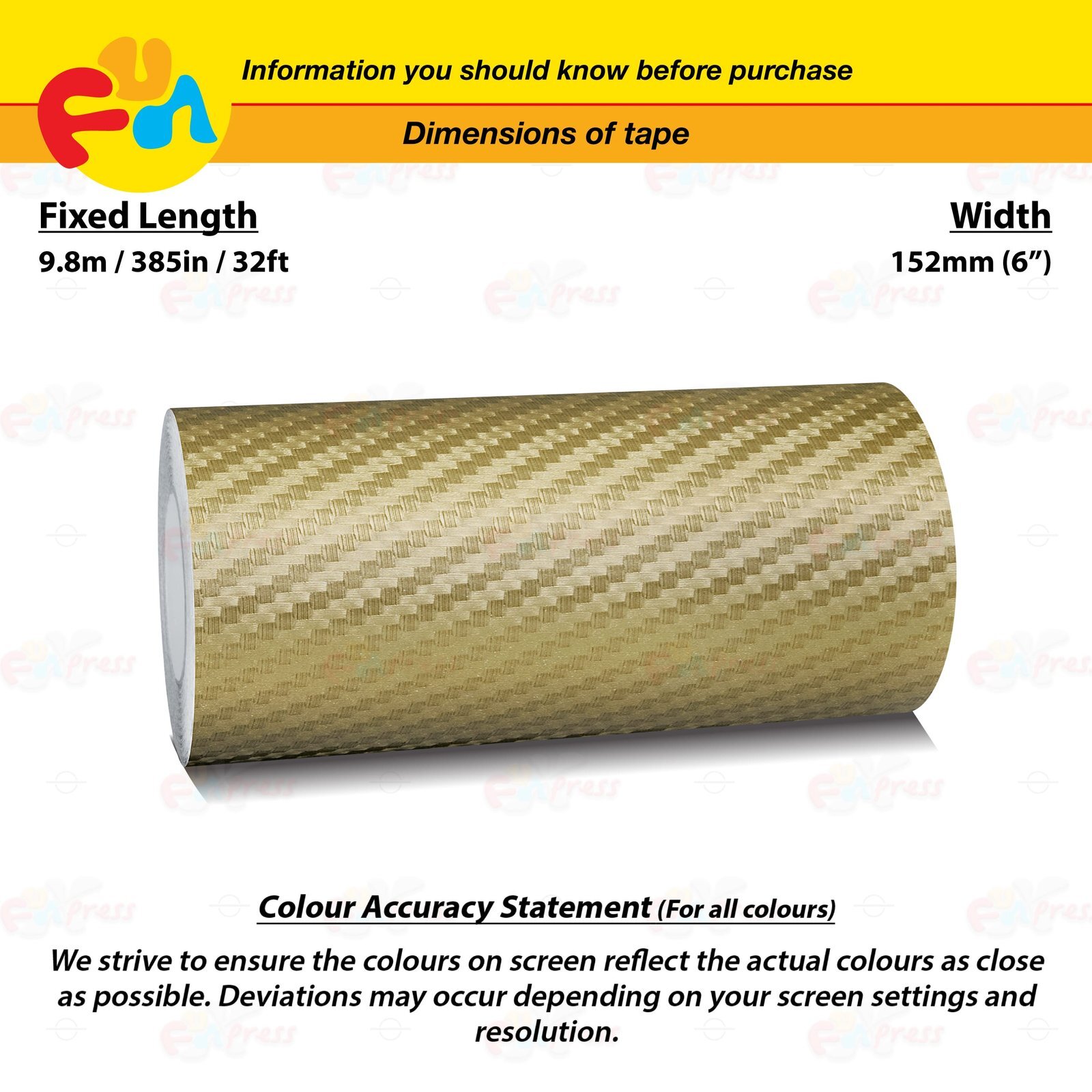 CARBON FIBER DARK GOLD 6″ STRIPE Car Model Motorcycle TAPE Vinyl Sticker 152mm