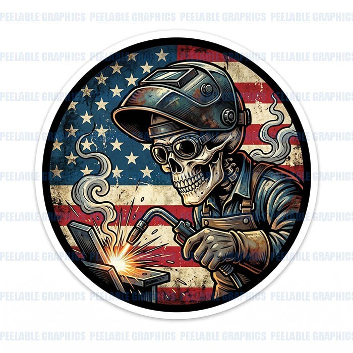 Welder Patriotic American Flag Vinyl Decal Sticker Weld Welding B