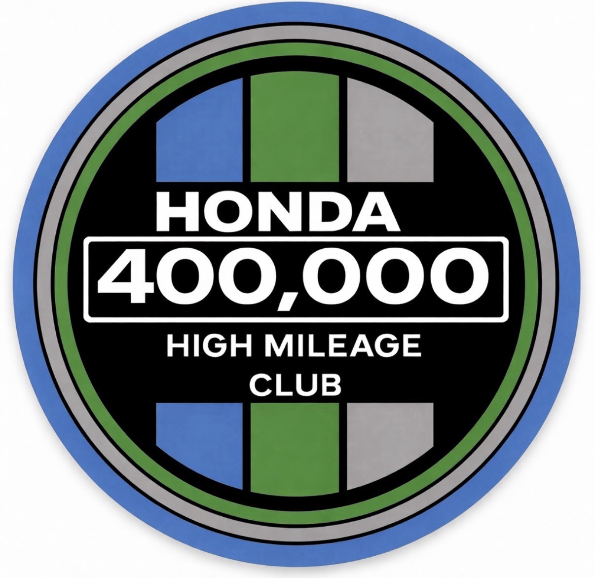 Retro HONDA High Mileage Club Vinyl Decal Sticker Civic, Accord, CRV 2”