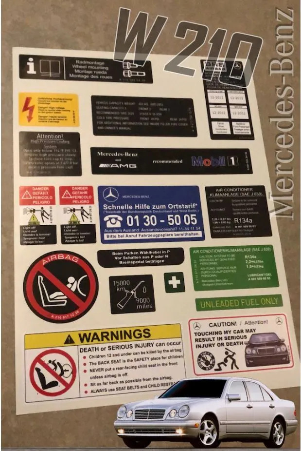 Decal Set Stickers For Mercedes-Benz W210 E Class All Models Best Quality