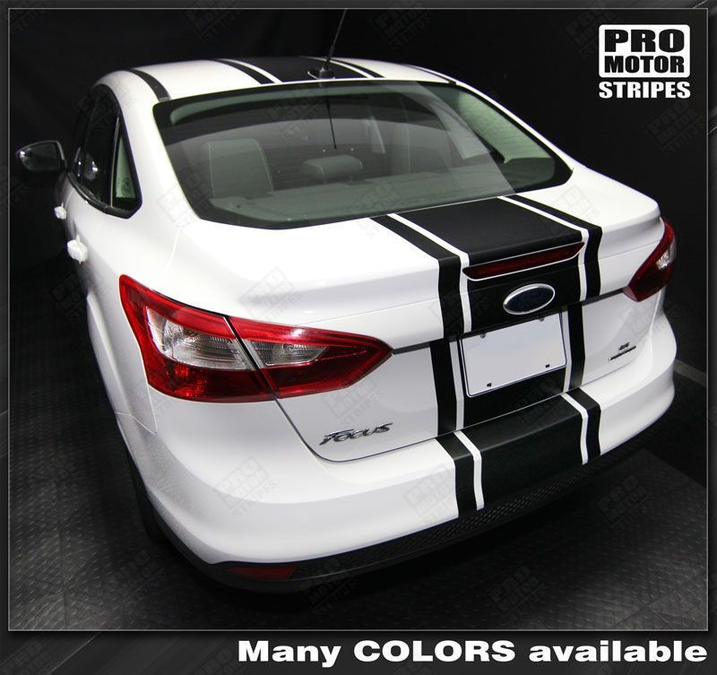 Ford Focus 2011-2014 Pre-cut Over-The-Top Center Stripes Decals (Choose Color)