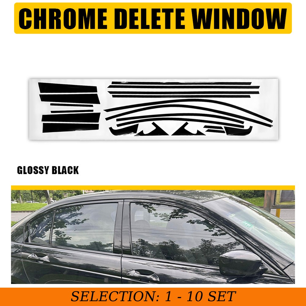 1-10Set For Honda Accord 08-12 Chrome Delete Blackout Overlay Window Trim Black