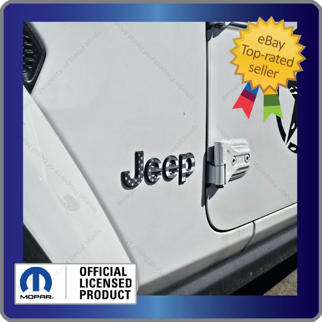 Jeep Wrangler JL Side Flat Overlay decals Black White American Flag USA FK1P3