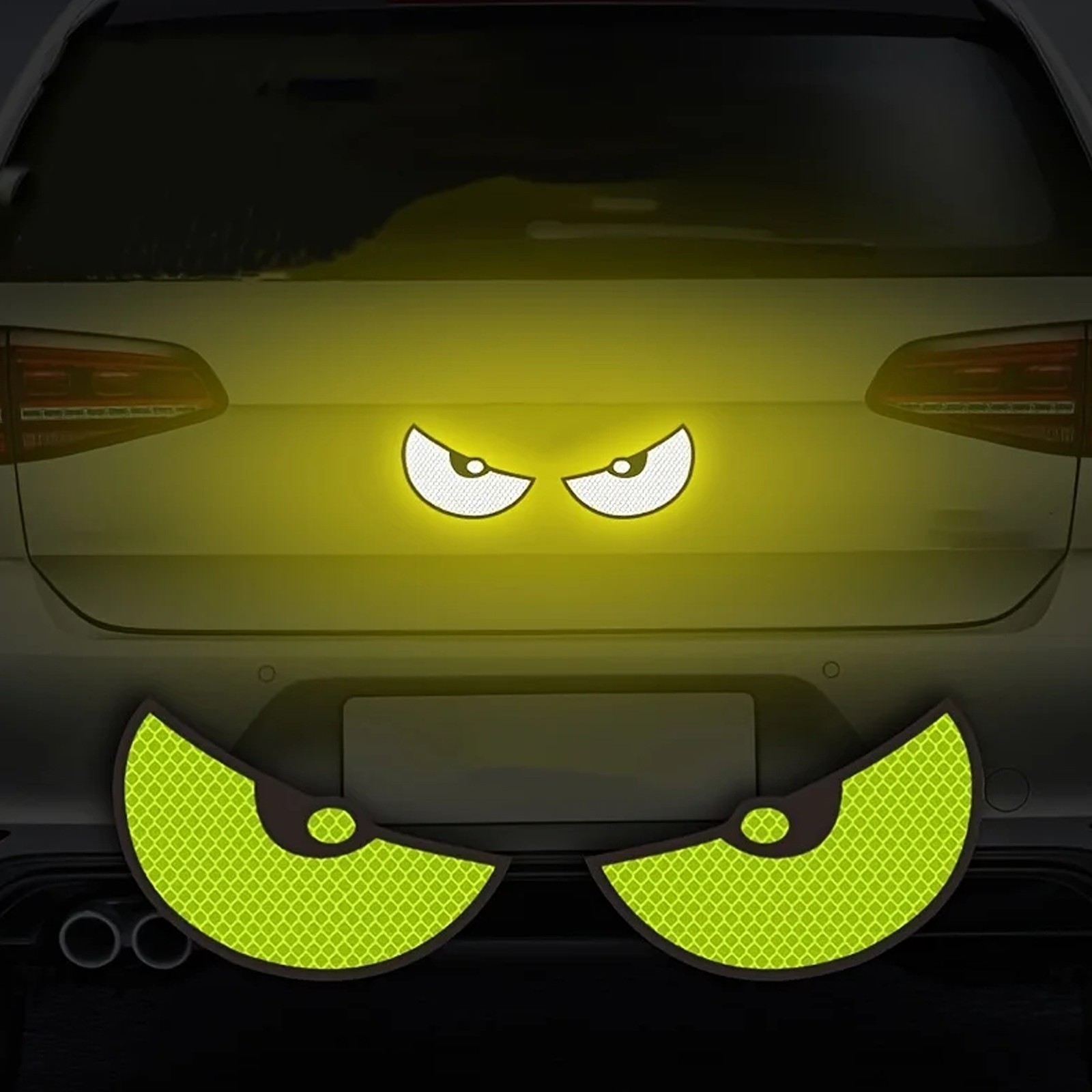 2PCS Reflective Cat Eye Car Stickers Safety Warning Decals High Visibility