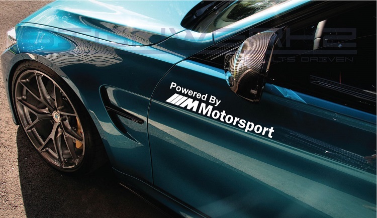 Powered By M Motorsport Decal Sticker logo M power M3 M5 Z4 M2 M4 335 12 Pair