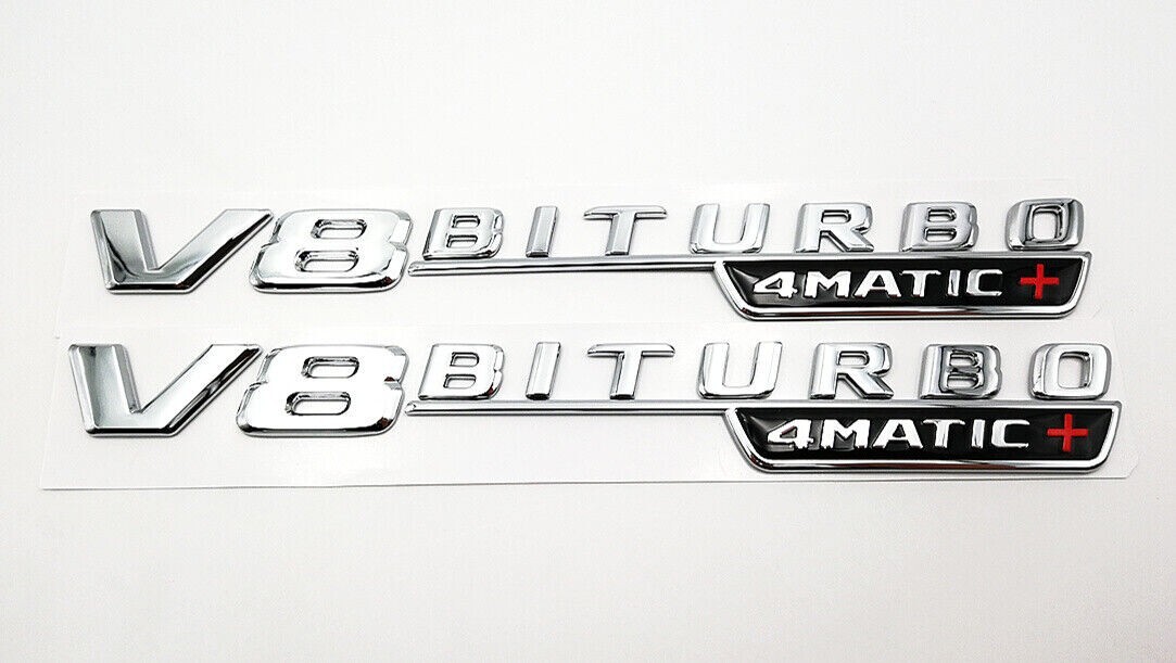 V8 BiTurbo 4Matic+ Emblem Side Fender 3D Chrome Badge for Mercedes AMG CL63 E63