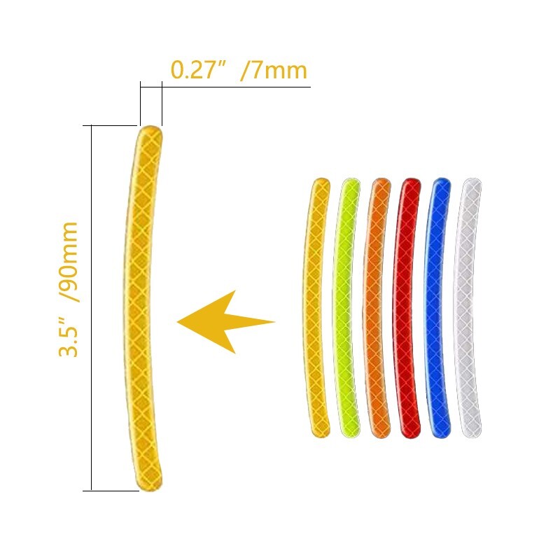 20PCS car wheel reflective decorative strips, night safety warning stickers