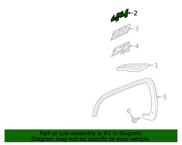 Genuine GM Front Fender 4×4 Emblem 22813983