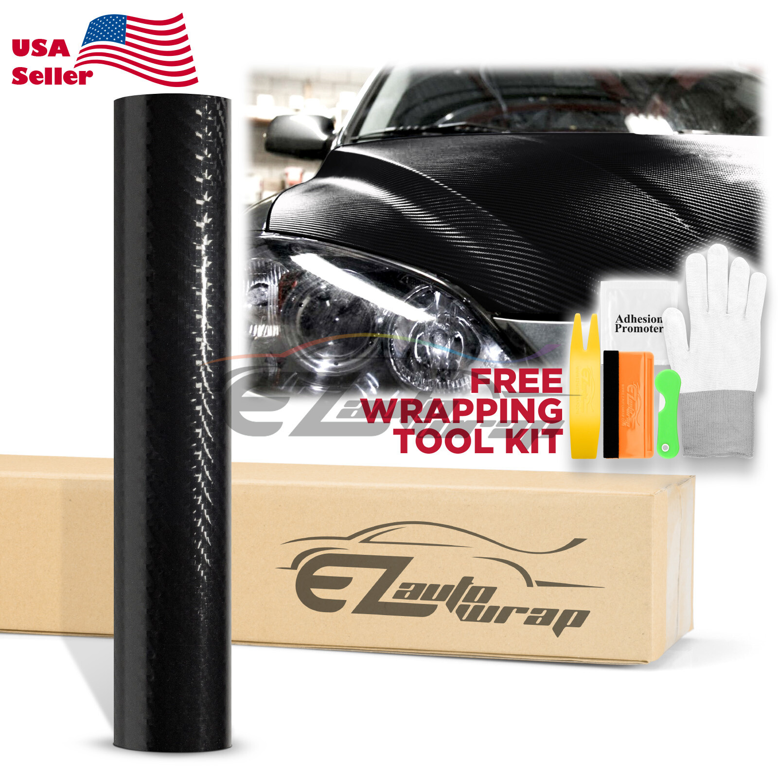 4D Carbon Fiber Black Version 2 Vinyl Wrap Sticker Bubble Free Air Release DIY