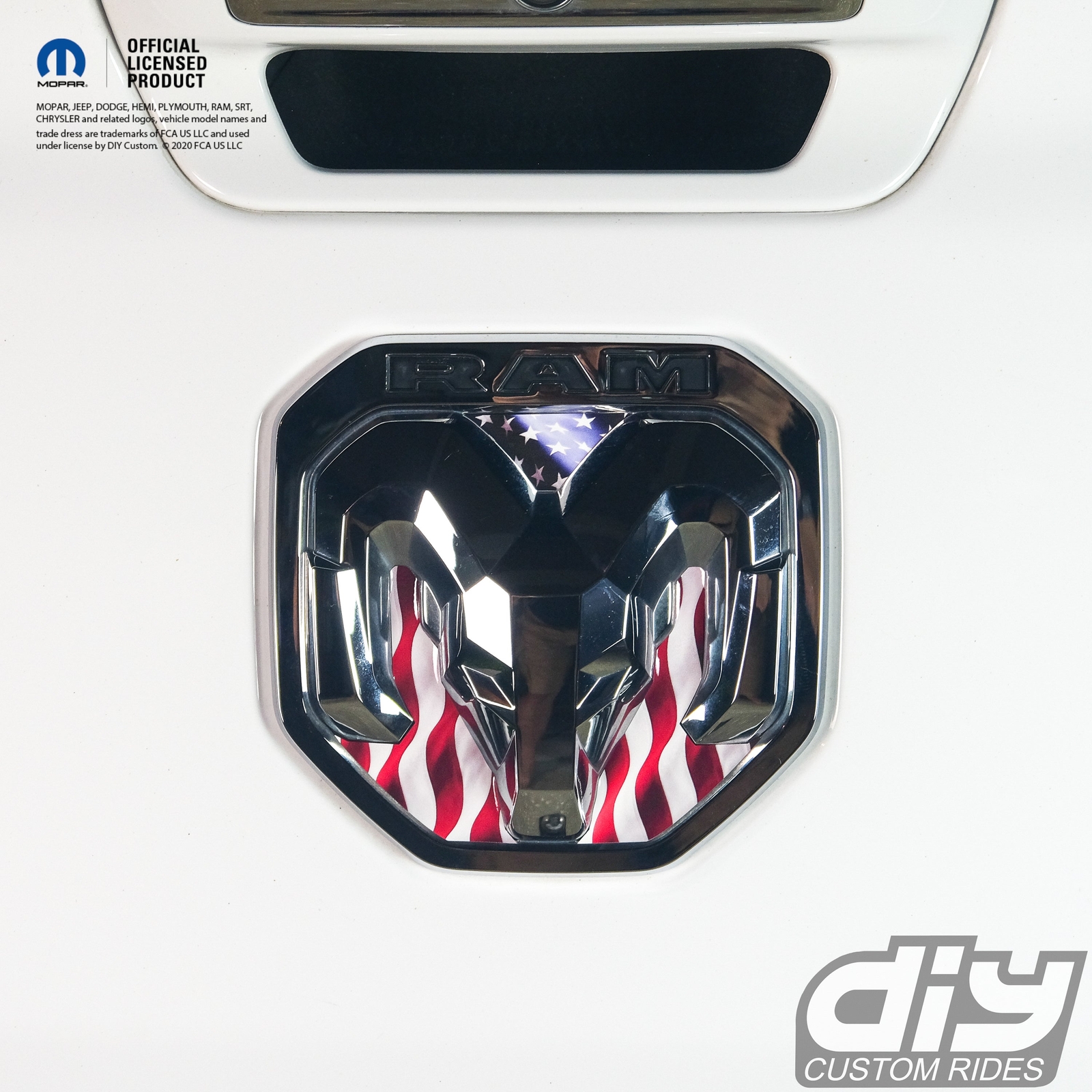 RAM Tailgate RAM Head Emblem Overlay Decals AMERICAN FLAG Fits 2009-2024 Trucks