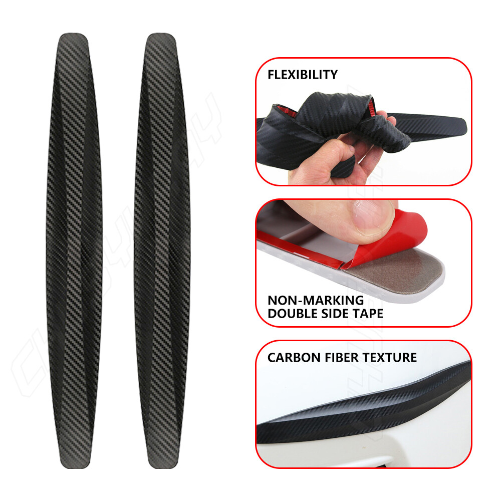 2x Car Carbon Fiber Bumper Corner Protector Guard Cover Anti-Scratch Stickers