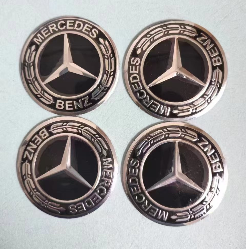 4PCs MERCEDES BENZ Wheel Center Hub Rim Cap Stickers Decal LOGO 56 mm