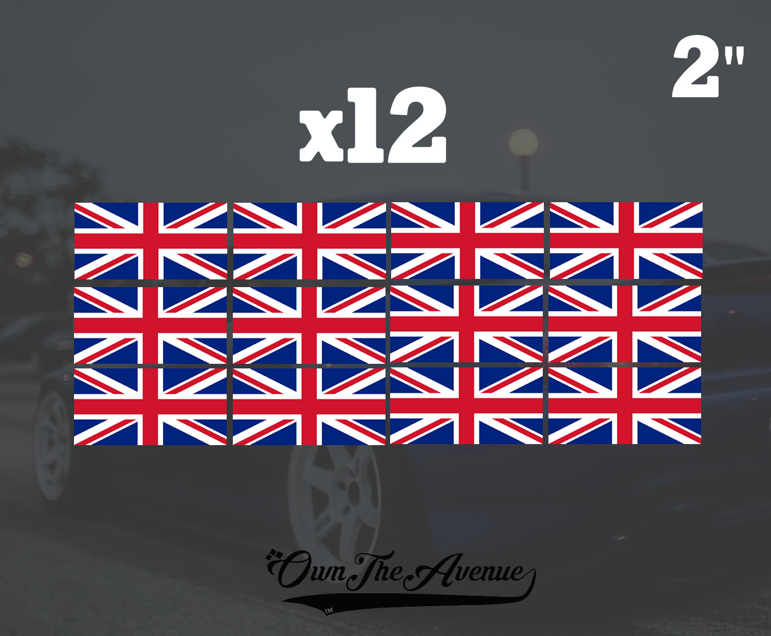 x12 United Kingdom Flag 2″ Sticker Vinyl Union Jack British Stickers Decals UK