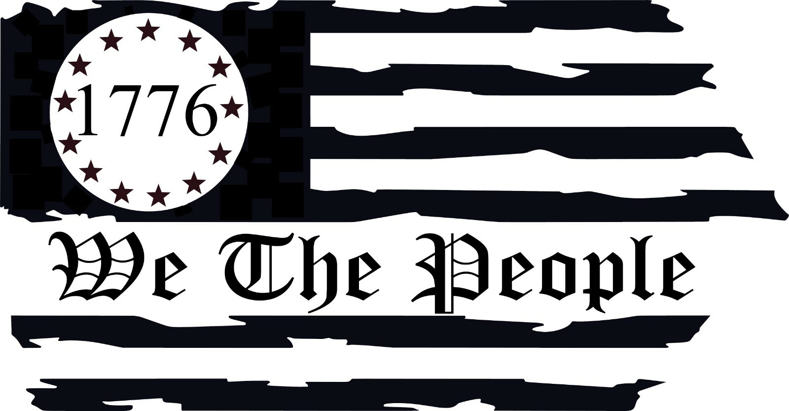 We The People 1776 Flag Decal Sticker Tailgate Window Wall Patriotic Matte Blk