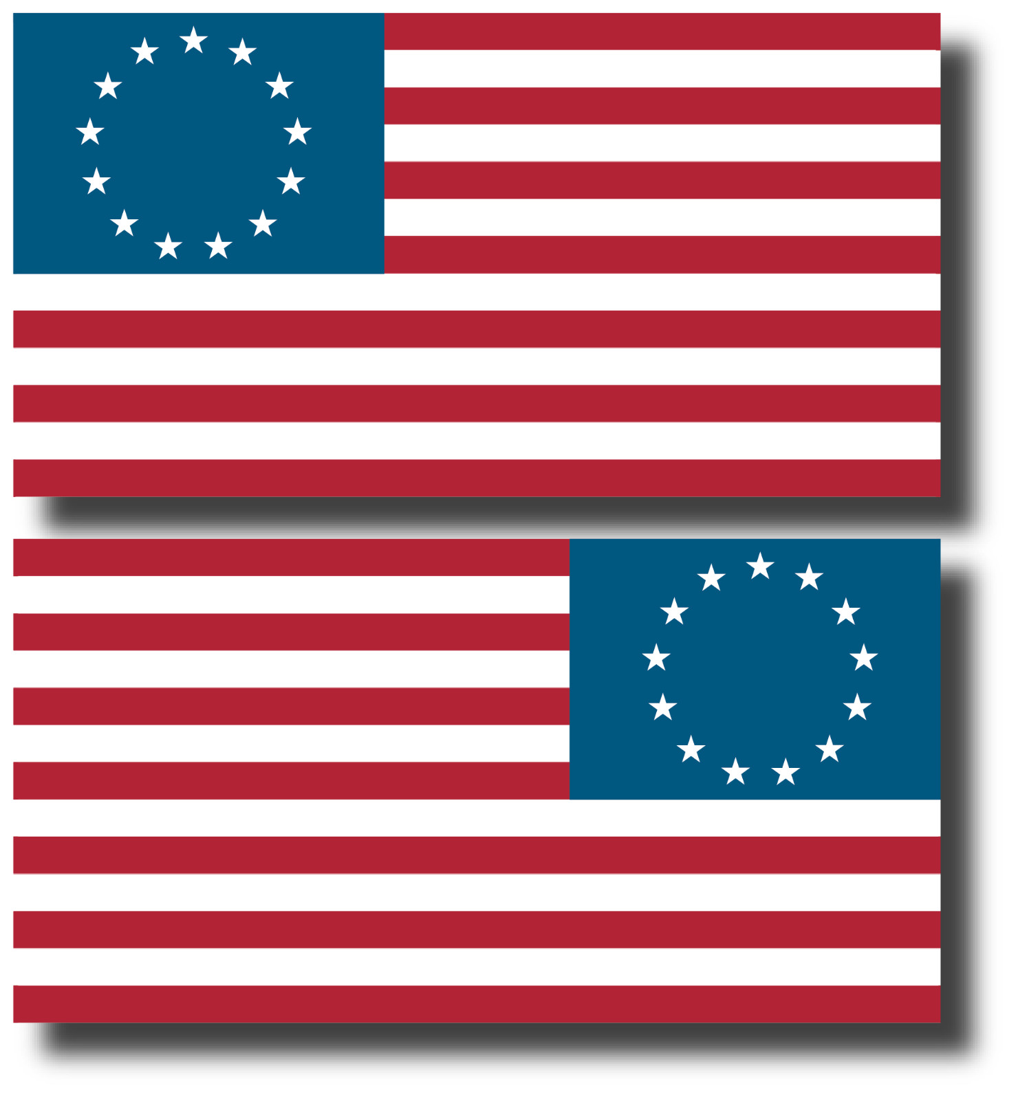 2x USA American Flag Bumper Sticker Decal Betsy Ross 13 Colonies US Patriotic