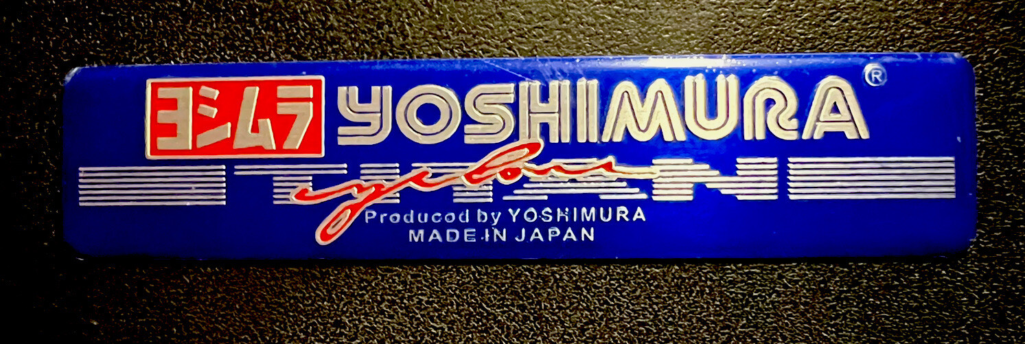 Yoshimura Aluminum Exhaust Badge 1.1mm Thick: 4-3/4”X 1” Shapable Self Adhesive