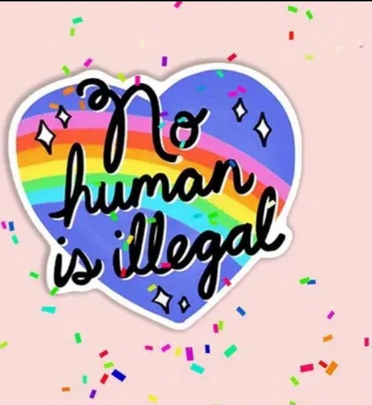 No Human Is Illegal Rainbow Heart Car Sticker Decal Free Shipping