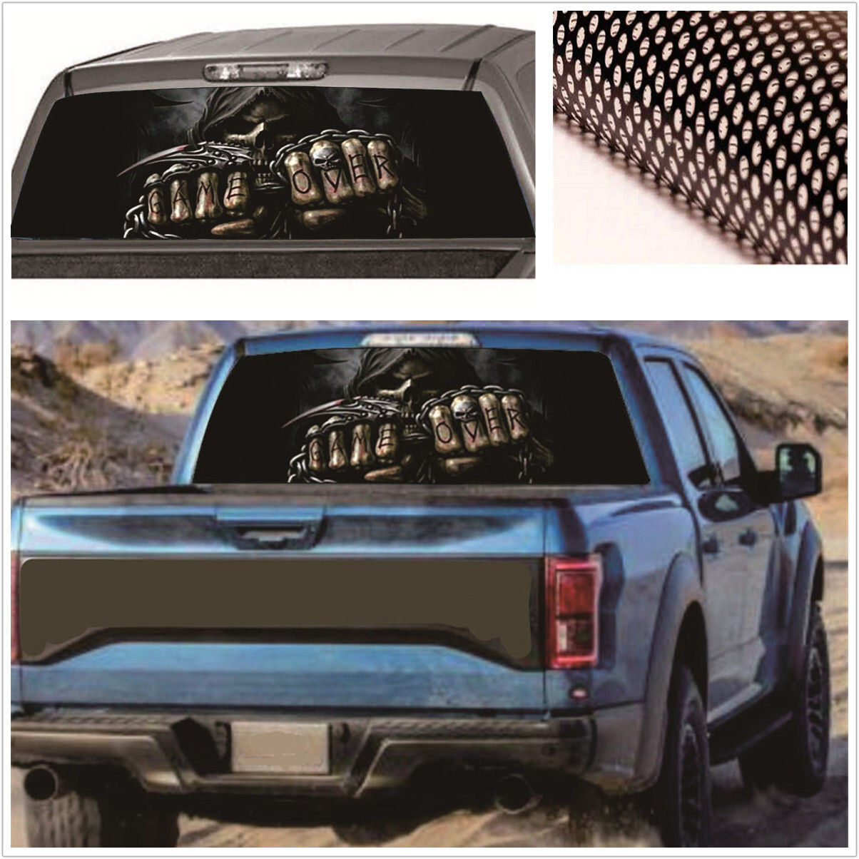 Rear Window Sticker Skull Vinyl Graphics Decals Fit For Ford F150 F350 2000-2018