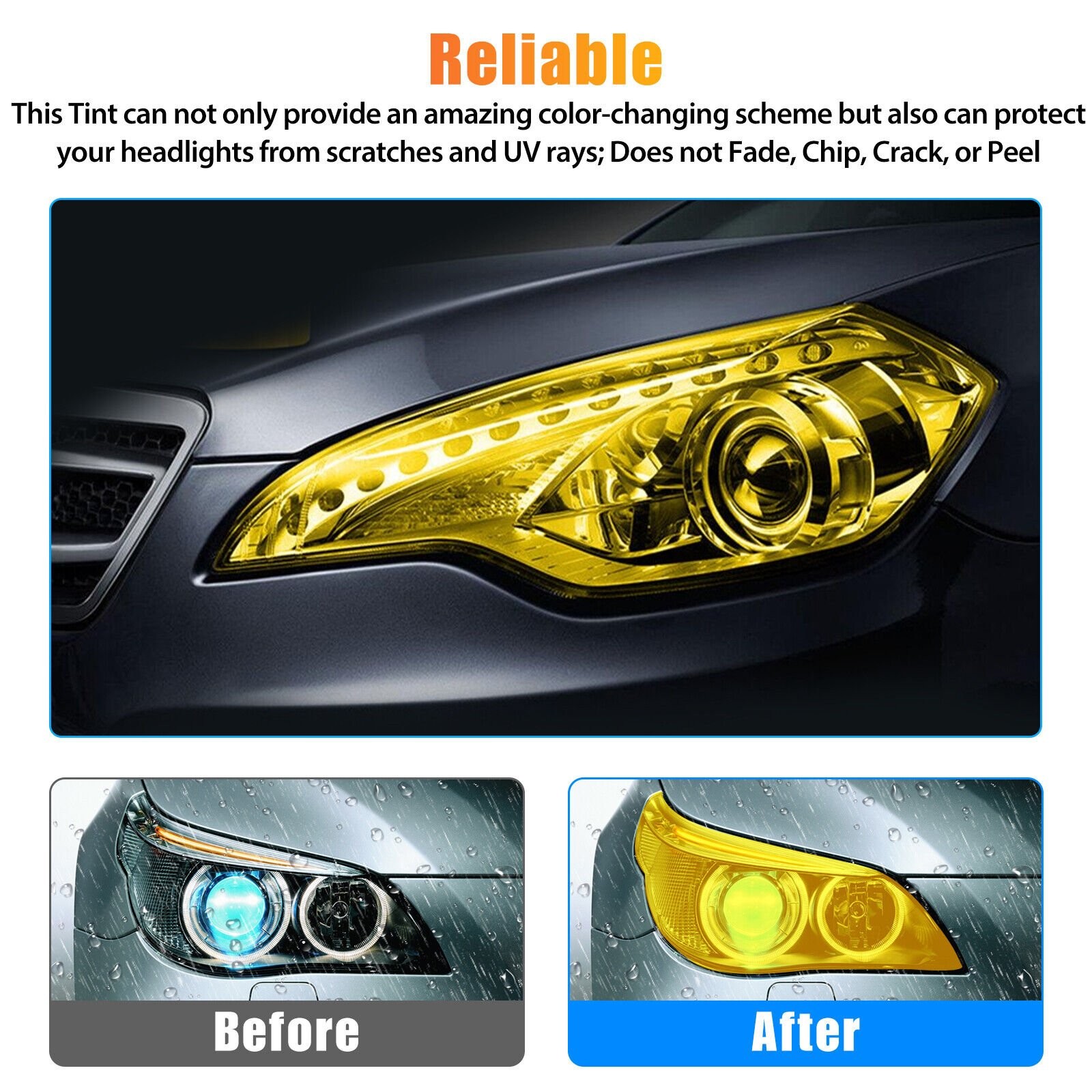 Direct Fit Car, motorcycle, electric bike 8 Color Headlight+Taillight Vinyl Film