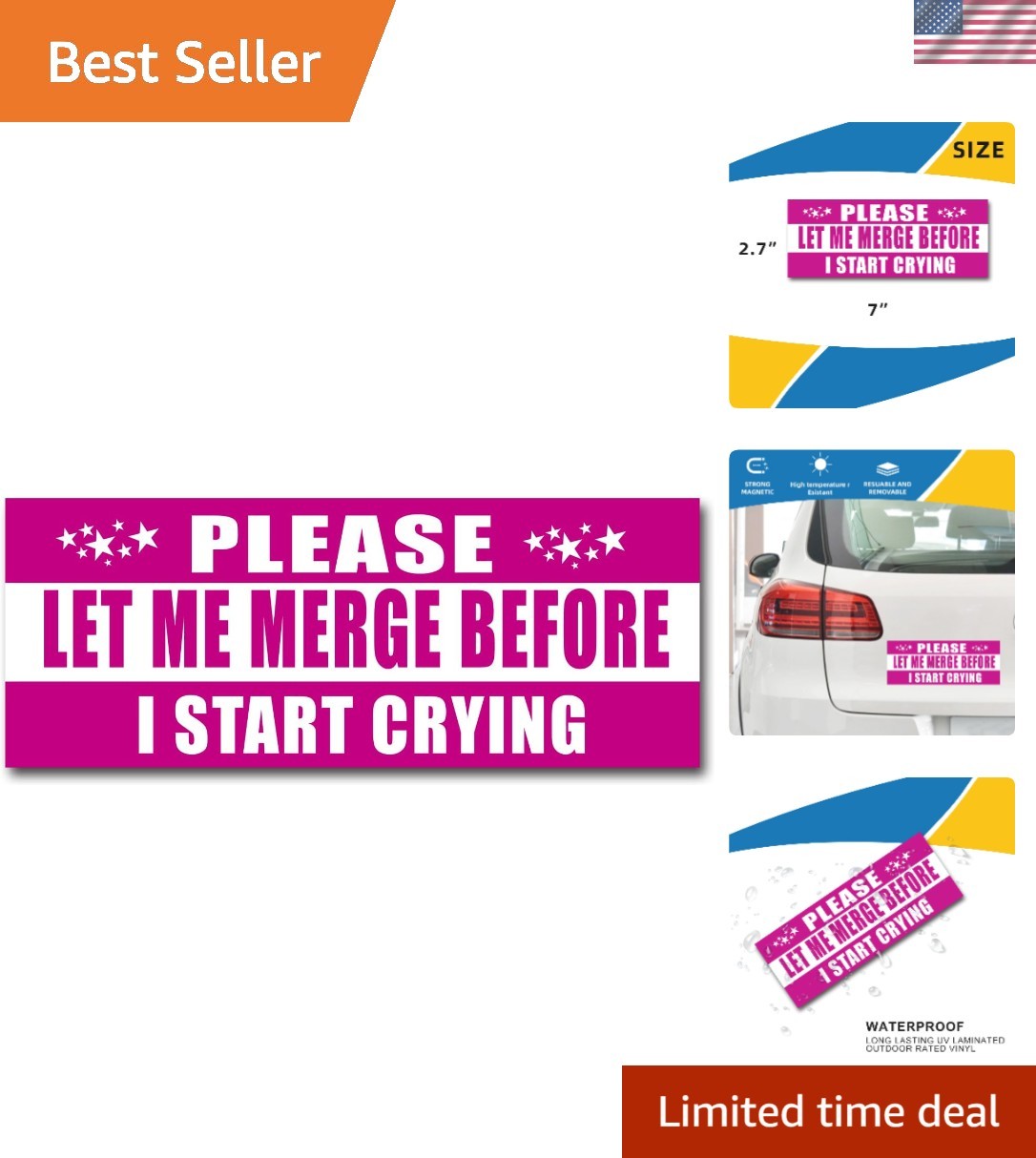 Durable Vinyl Car Magnet Decal: Please Let Me Merge – Lightweight & Removable