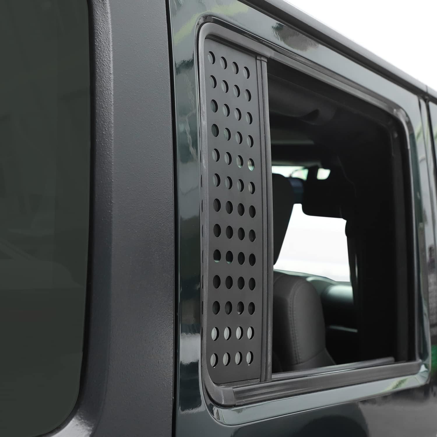 Custom Fit Rear Door Window Decals for Jeep Wrangler JKU – Elegant Black Design