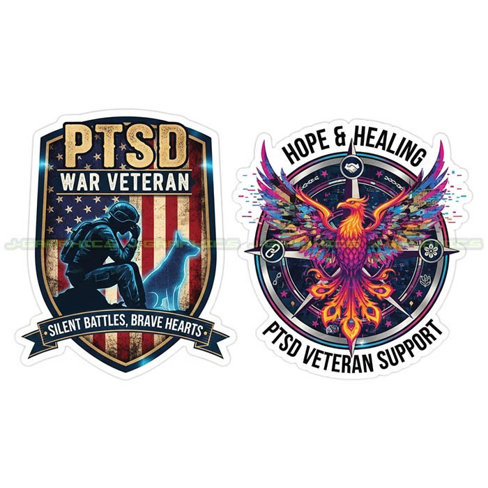 PTSD Veteran Vinyl Decal Sticker Awareness Suicide Prevention Military 2 pack H