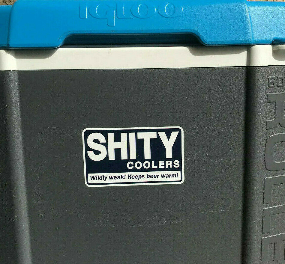 YETI Coolers Decal Sticker joke 5″X3″ Blue/White Funny SHITY fits RTIC, Coleman
